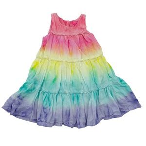 Isaac Mizahi pastel rainbow dress tiered swing summer girls size 4T